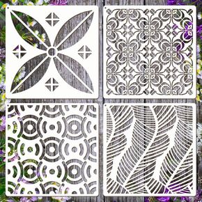 Wall Stencils for Painting Large Pattern, 4PCS 12 Inch Reusable Leaf Stencils for Crafts, Exquisite Leaf Designs for Wall Furniture Home Decor, DIY Art Projects