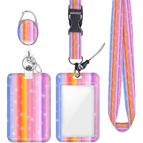 Cube Checkered Colorful ID Badge Holder Badge Reel Lanyards for ID Badges Work Vertical Protector Retractable Carabiner Clips Heavy Duty Key Lanyard for Women Coworker Principal Employer Office Gifts
