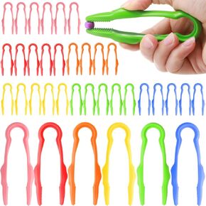 Chunful 12 Pcs Plastic Tweezers for Kid Fine Motor Toys Easy Grip Toddler Tweezers Jumbo for Craft DIY Jewelry Making Beading Family School (Green, Pink, Red, Blue, Yellow, Orange)