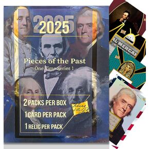 2025 Pieces of the Past One Time Series 1: 2 Pieces Relics/Box 1 Relic Hit/Pack- Find Watch Dials, Fossils, Ancient Coins, Cut Autos, Presidential Items, and Multi-Relic Cards!