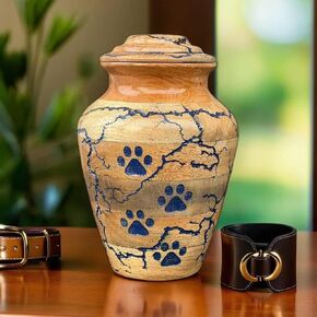 Wooden Urn for Dog Wooden Pet urn Cremation Urn for pet Urns for Dogs Ashes Wooden Pet Urn Box Small Wooden urn (Medium (100 LBS), Paw Path Eternal Urn)