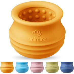 Treat Dispensing Dog Toy, Long-Lasting Interactive Puzzle Toys for Dogs, Stuffable Dog Enrichment Frozen Lick Treat Toy for Boredom, BPA Free Silicone Fetch Catch Chew Toy (Orange,M)