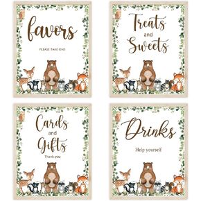 4PCS Woodland Table Sign Centerpieces for We Can Bearly Wait Baby Shower Decorations Woodland Birthday Decorations Party Supplies(8x10in)