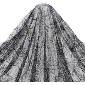 PH PandaHall 70x62 Inch Spider Web Lace Fabric, Black Lace Web Embroidered Lace Sewing Fabric Tablecloth Fabric Lace for DIY Dress Party Overlay Wedding Headwear Curtain Home Halloween Decor