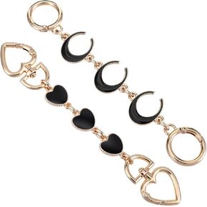 2 Pcs Heart Bag Extender Chain Black Moon Purse Extender Chain Purse Strap Extenders Replacement Accessories for Shoulder Bags Handbags Bag Charms Purses Making Supplies Women Festival Gifts