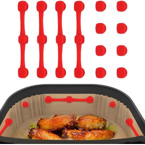 Air Fryer Magnets for Parchment Paper, 4 set Upgraded Powerful Magnetic Silicone Buckle for Holding Down Parchment Paper Liners, Lock Disposable Liners Safely and Prevent Paper to Burn