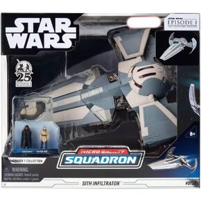 Star Wars Micro Galaxy Squadron Sith Infiltrator - 10-Inch Vehicle with 2.5-Inch Speeder with Stand Plus Two 1-Inch Micro Figure Accessories