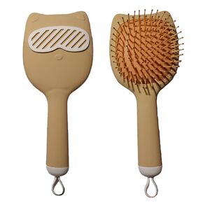 Soft Bristle Cat-Ear Puppy Brush Small Dogs Gentle Comb Grooming Tool Yorkie Shih Tzu Maltipoo Maltese (Black)