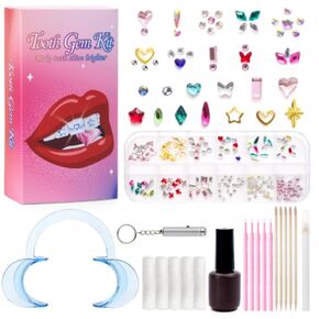 214 Pcs Teeth Gem Kit DIY Crystals Teeth Diamonds Fashionable Professional Tooth Gems for Girls Shining Crystal Reflective Tooth Gems