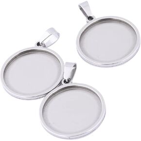 10 Sets Fit 22mm Round Cabochon Pendant Trays DIY Stainless Steel Bezel Necklace Base Settings for Jewelry Making