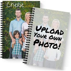 Create Your Own Photo Upload Personalized Notebook/Journal, Laminated Soft Cover, 120 pages of your selected paper, lay flat wire-o spiral. Size: 5.5" x 8.5". Made in the USA