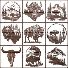 Animal Wood Burning Stencils for Painting 12" Bison Stencil Wildlife Stencils for Crafts T-Shirt Fabric Wood DIY Decor