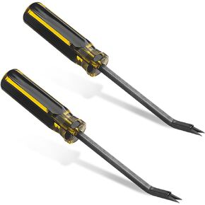 2 Pack Heavy Duty Staple Remover with Double Pronged Head, Tack Puller Industrial Staple Remover Upholstery Tool for Furniture Floor Carpet Carton
