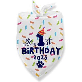 2025 1st Dog Birthday Bandana, Happy 1st Birthday Dog Bandana for Dogs Birthday Party Decorations Birthday Party Supplies for Small Medium Cats Dogs