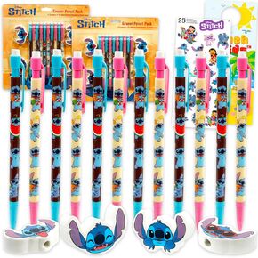 Disney Stitch Mechanical Pencils and Erasers Party Favors Bulk, 20 Pencils and 8 Erasers for Goodie Bags, Loot Bags, Classroom Prizes Plus More | Stitch Party Supplies Kids, Boys, Girls
