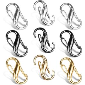 9 Pcs Zipper Lock Clips, 3 Colors Zippers Locks Anti Theft Deterrent,Carabiner Pull Replacement Clip Dual Opening Backpack Purse Pickpocket for Camping to Keep Closed