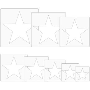 BEWUDY 8 PCS Star Stars كبيرة ، Star Stencil بأحجام مختلفة ، استنسل الطلاء ، البلاستيك 5 نقاط النجمة النجمة القابلة لإعادة الاستخدام خماسي القصين قطع الرسم
