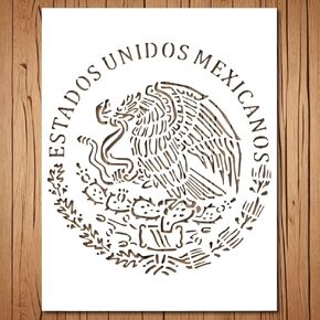 Mexican Flag Stencil | Reusable Mexico Stencils for Painting on Wood, Glass, Wall, Rock, Fabric, Walls, Canvas, Glassware, Spray Painting, Airbrushing (8.5""x 11""), Milk White