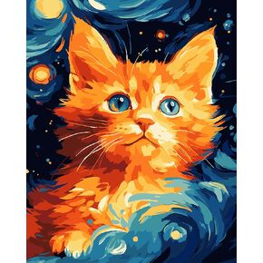 SDYJQ Paint by Numbers Kit for Adults,Cat Adult Paint by Number Kits,Painting Kits for Adults Animal,Suitable for Home Wall Decoration 16x20 in