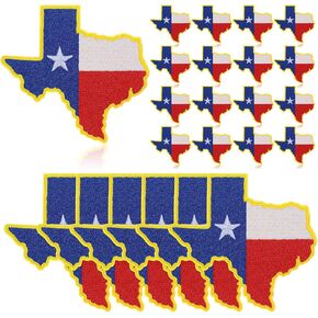 Lyrow 30 Pcs Texas Flag Patch Western Iron on Patches Texas Souvenir Sew on Embroidered Patch for Vest Hat Cloths Christmas Gift