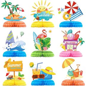 9 PCS Pineapple Honeycomb Centerpieces Summer Luau Pool Beach Hawaii Pineapple Party Supplies 3D Double Side Tropical Fruit Honeycomb Centerpieces for Baby Shower Hawaii Birthday Party Supplies