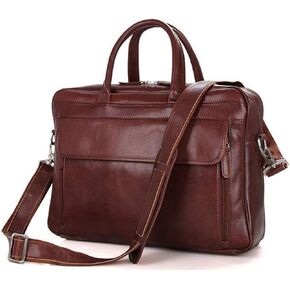 Leather Briefcase for Men Computer Bag Laptop Bag Waterproof Retro Business Travel Messenger Bag for Men Large Tote Brown
