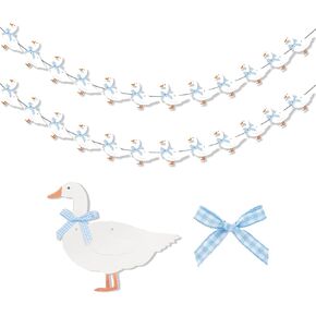 Goose Banner -Silly Goose Baby Shower Birthday Decorations One Silly Goose Blue Gingham Style Birthday Decor Party Decorations Party Supplies Decor for Kids, Boys, Girls, Baby Showers Decor