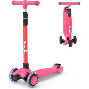 Kids Scooter,LED Lighted Wheels and 3 Adjustable Height Handlebars Scotters for Kids 3-12,3 Wheel Toddler Kick Scotter for Boys & Girls up to 132 Lbs.