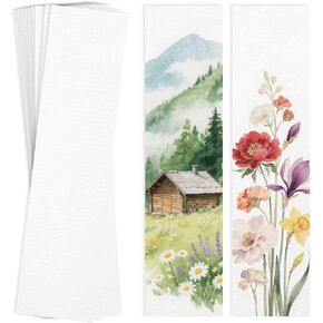 50 PCS Watercolor Paper Blank Bookmarks 1.9" x 7.8", 100% Cotton 140lb/300gsm Watercolor Paper Cards for DIY Classroom and Gifts Tags