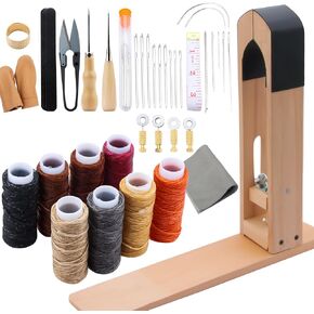 Lynda Leather Schitching Pony - مشبك طاولة سطح المكتب مع إبر العين الكبيرة ، خيط مشمع ، ملفات AWLS والظهر لغرز يدوي DIY من الجلد.
