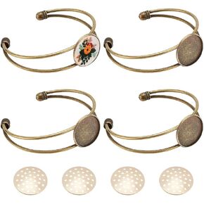 FreeBloss 4 Set Bracelet Bazel Settings Embroidery Bezel Ranks Frame Frame Frant Frant for Embroidery Round Roundant Tresh Charm for DIY Making Needlepoins Supplies
