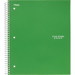 Five Star Spiral Notebook Plus Study App, 1 Subject, College Ruled Paper, 100 Sheets, 8-1/2" x 11", School, Black (72057)
