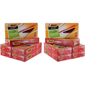 BIC Round Stic Ball Pen, Medium Point, 1.0 mm, Red Ink, Pack of 144 (GSM11RD)