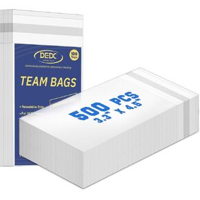 DEDC 500Pcs Team Bags for One Touch Magnetic Card Holder, Team Bags for Trading Cards of Resealable Card Sleeves Team Set Bags
