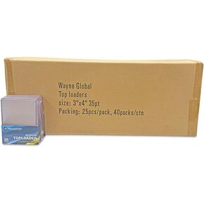 Pro Support Accessories Top Loader case box | 40 packs of 25 toplaers | 1,000 toplaoders total | 35 Points Thickness | 3x4 Size | compatible with sports trading cards and non-sports trading cards