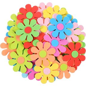 100 PCS Foam Flower Stickers, Foam Flower Shapes Sticker Felt Flowers Embellishments, Self Adhesive Flowers Shapes in Assorted Colors for DIY Arts Kindergartens Crafts, Party Decorations