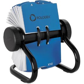 Rolodex 67236 Open Rotary Business Card File w/24 Guides Black