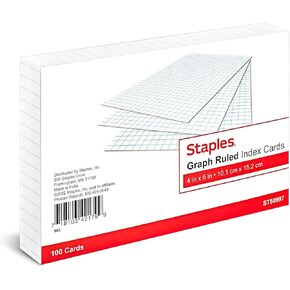 Staples 4-inch x 6-inch Index Card, Graph Ruled, White, 300/Carton (ST50997-CCVS)