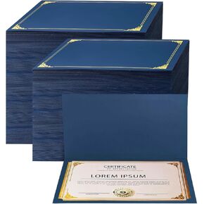 150-Pack Navy Blue Certificate Holders with Gold Foil Border, Diploma Covers for Letter Size 8.5x11 Certificates, Awards, Graduation, and Document Papers,Cardstock