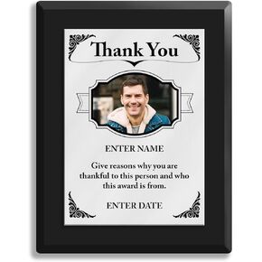 Personalized Thank You Award Plaque - Full Color Printing - Add Your Own Text & Photo Upload - Available In 9 Sizes - 3 Board Types - Silver or Gold Metal (5" x 7")