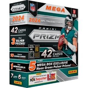 2024 Panini Prizm Football Mega Box (Neon Green Pulsar) (42 Cards) (Look for Williams, Daniels, Maye, Nix, Penix, McCarthy Rookies!)