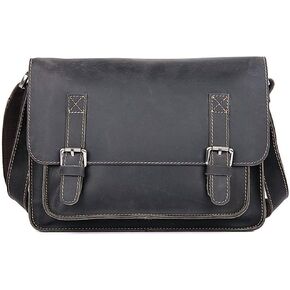 Business Briefcase,Mens Full Grain Genuine Leather Messenger Bag Laptop Under Business Briefcase Vintage Shoulder Satchel Bag Flap-Over Man Handbags