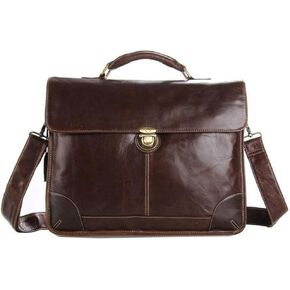 Leather Briefcase for Men Computer Bag Laptop Bag Waterproof Retro Business Travel Messenger Bag for Men Large Tote Brown