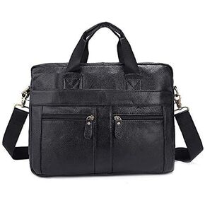 Leather Messenger Bag - Shoulder Satchel Travel Briefcase Fits Laptop - Design for Men(D)