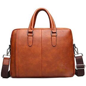 Genuine Leather Briefcases for Men Laptop Bag Messenger Cross Body Shoulder Computer Satchel