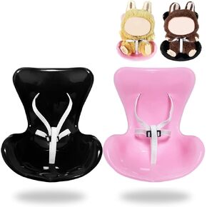 2 Pcs Doll Car Seat for 6.7 Inches (17 cm) Dolls, Air Vent Clip Doll Seat for Car, Cute Car Ornaments for Doll Display, Practical Car Accessories for Doll Fan Collectors (Black+Pink)