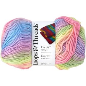 Facets Yarn by Loops & Threads - Yarn for Knitting, Crochet, Weaving, and Arts & Crafts - Multi, Acrylic, 3.5 oz