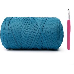 Soft Tshirt Crochet Yarn, 400g/114yds High Elastic Hand Knitting Yarns, Thick T Shirt Yarn for Crocheting Bags, Baskets, Cushions, DIY Crafts（Red）