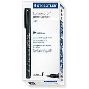 Staedtler Lumocolor Permanent Pen Fine 0.6mm Line Black Ref 318-9 [Pack of 10]