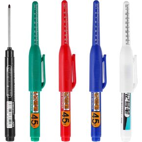 Long Head Deep Hole Marker Pens, 45mm Long Nib Head Deep Reach Marker Waterproof Colorful Carpenter Pen for Bathroom Home Decoration Construction Pens Woodworking(5)